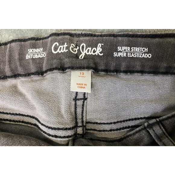 Cat & Jack Jeans Girls 12 Flip Sequin Star Skinny Super Stretch Adjustable Waist - Picture 6 of 8